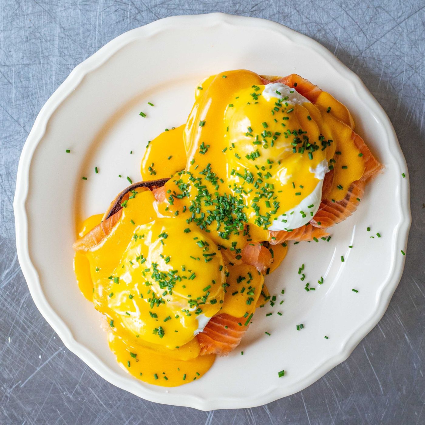 Egg Royale with hollandaise and chives